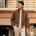Suede Stand-Collar Blouson Jacket