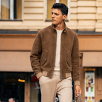 Suede Stand-Collar Blouson Jacket