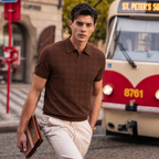 Cotton-Silk Textured Knit Polo