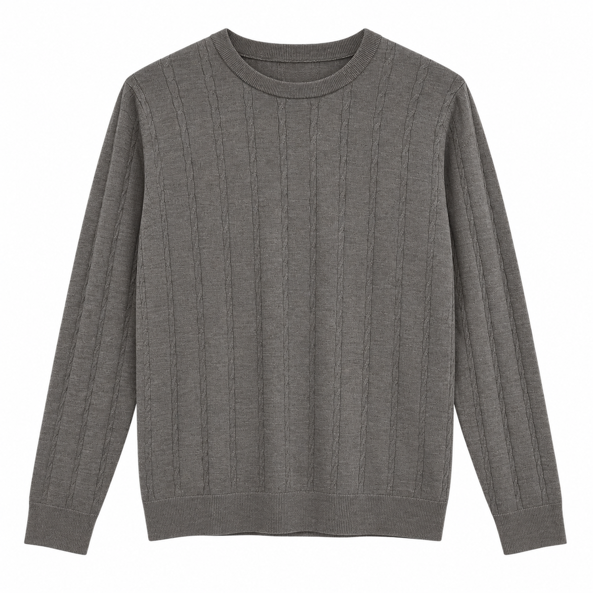 Pure Wool Textured Crewneck Knit Sweater