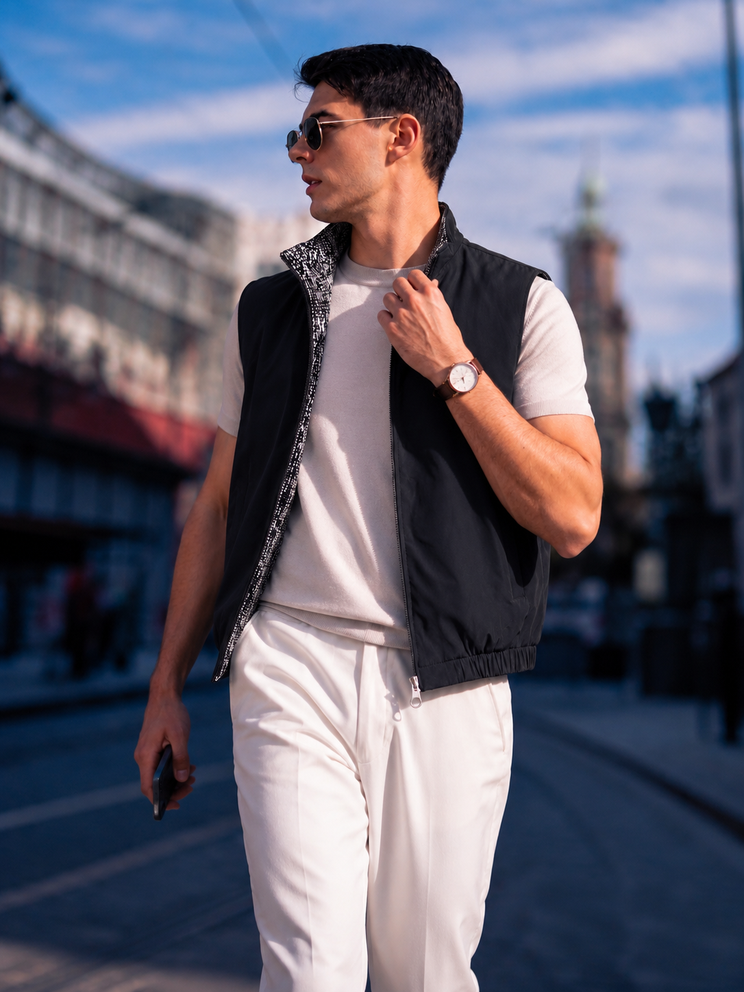 Wool-Blend Reversible Vest