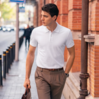 Soft Silhouette Neutral Tone Luxury Men Polo