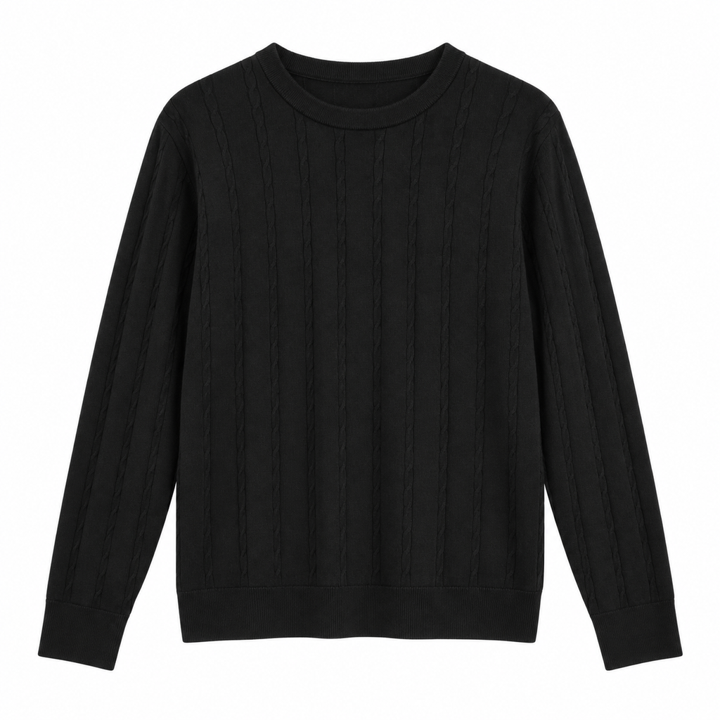 Pure Wool Textured Crewneck Knit Sweater