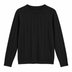 Pure Wool Textured Crewneck Knit Sweater