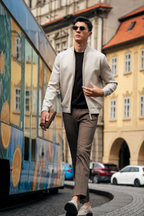 Bomber Collar Multi-Zip Pocket Knit Jackets