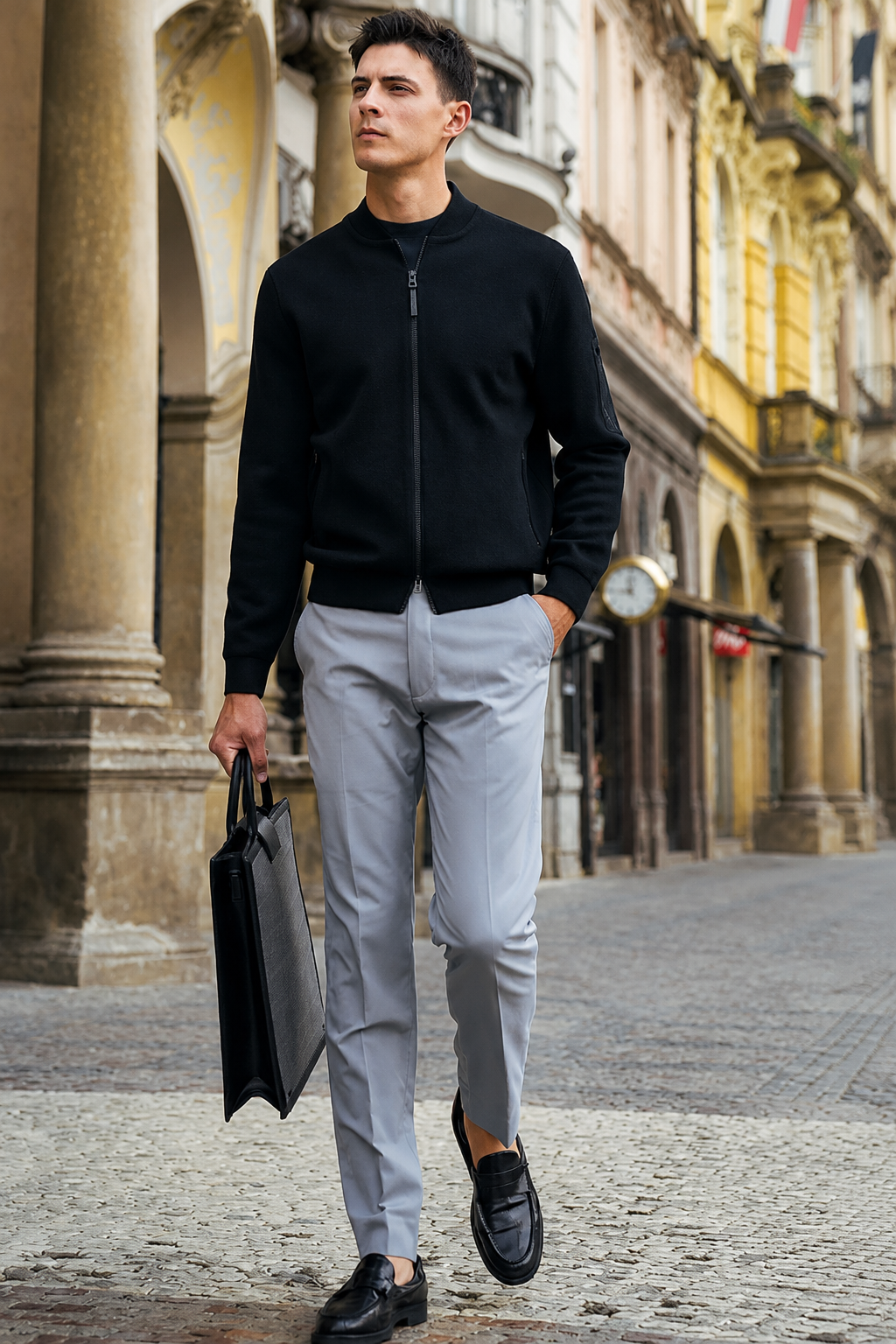 Bomber Collar Multi-Zip Pocket Knit Jackets