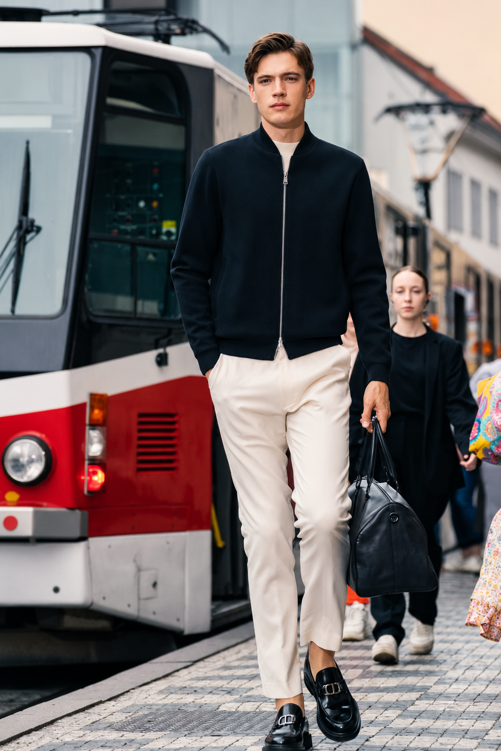 Square Label Versatile Men Knit Jackets