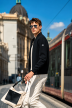 Square Label Versatile Men Knit Jackets