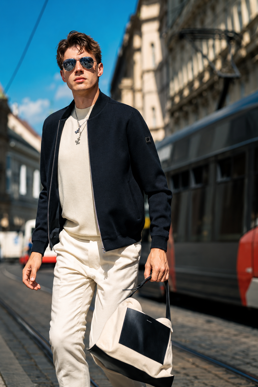 Square Label Versatile Men Knit Jackets