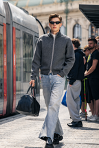 Fine Vertical Rib Stand Collar Zip Knit Jackets