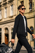 Bomber Collar Metal Button Knit Jackets