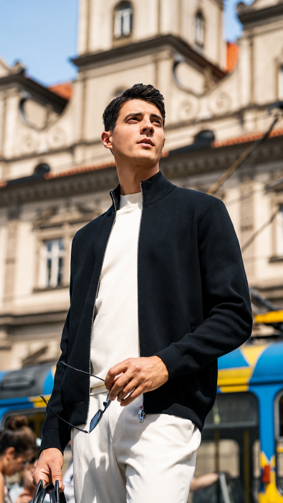 Zip Stand Collar Soft Knit Jackets