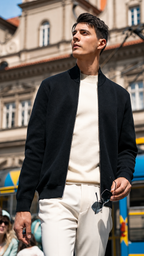 Zip Stand Collar Soft Knit Jackets