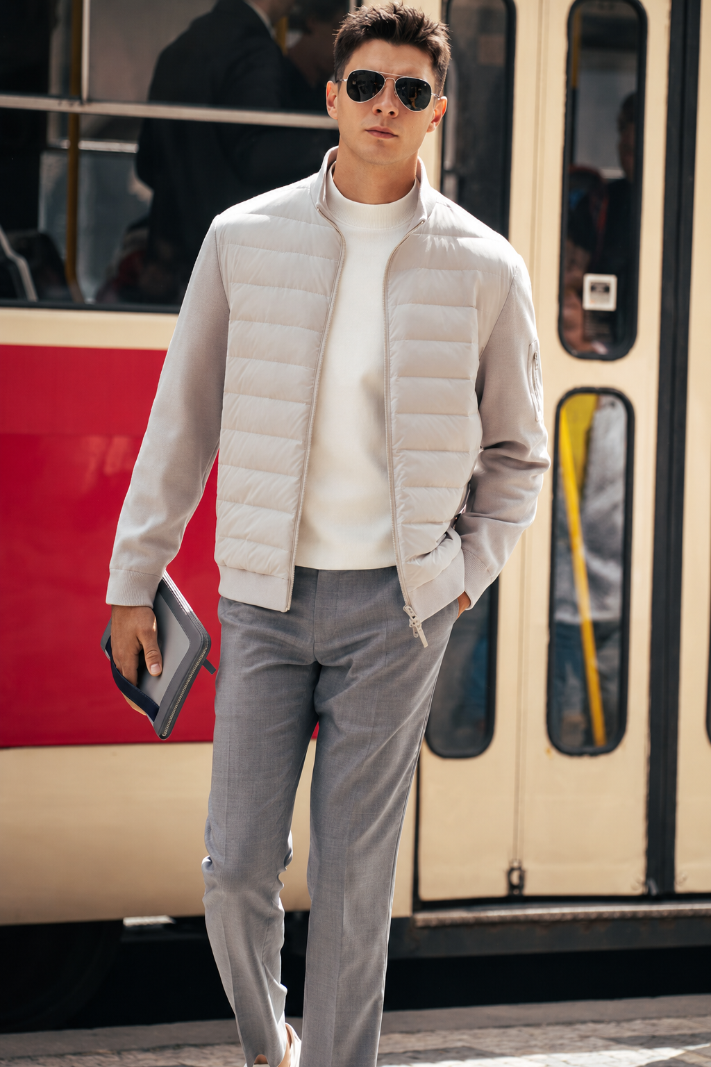 Stand Collar Spliced Light Down Jackets