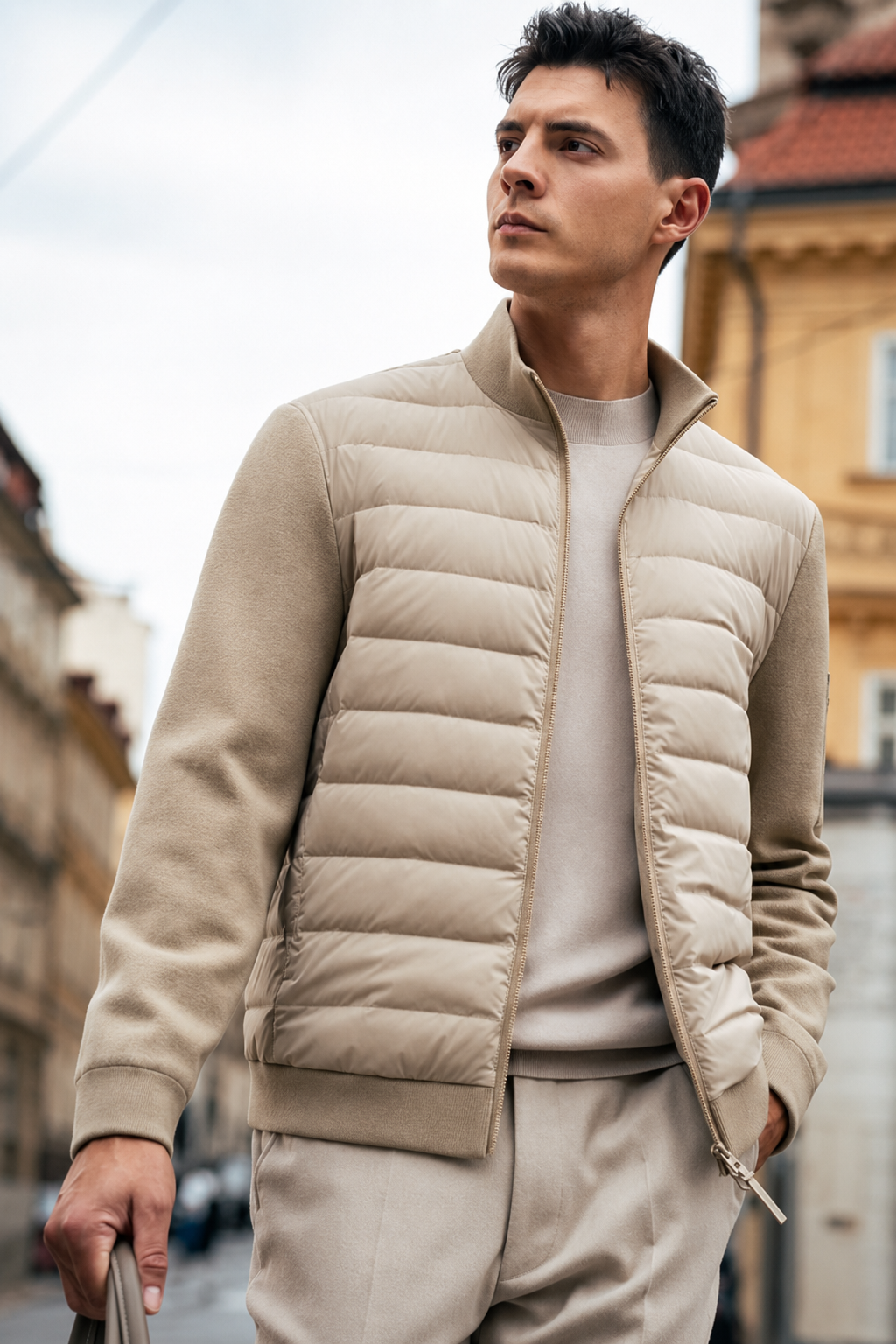 Stand Collar Spliced Light Down Jackets