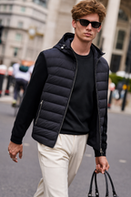 Drawstring Hood Horizontal Quilt Down Coat