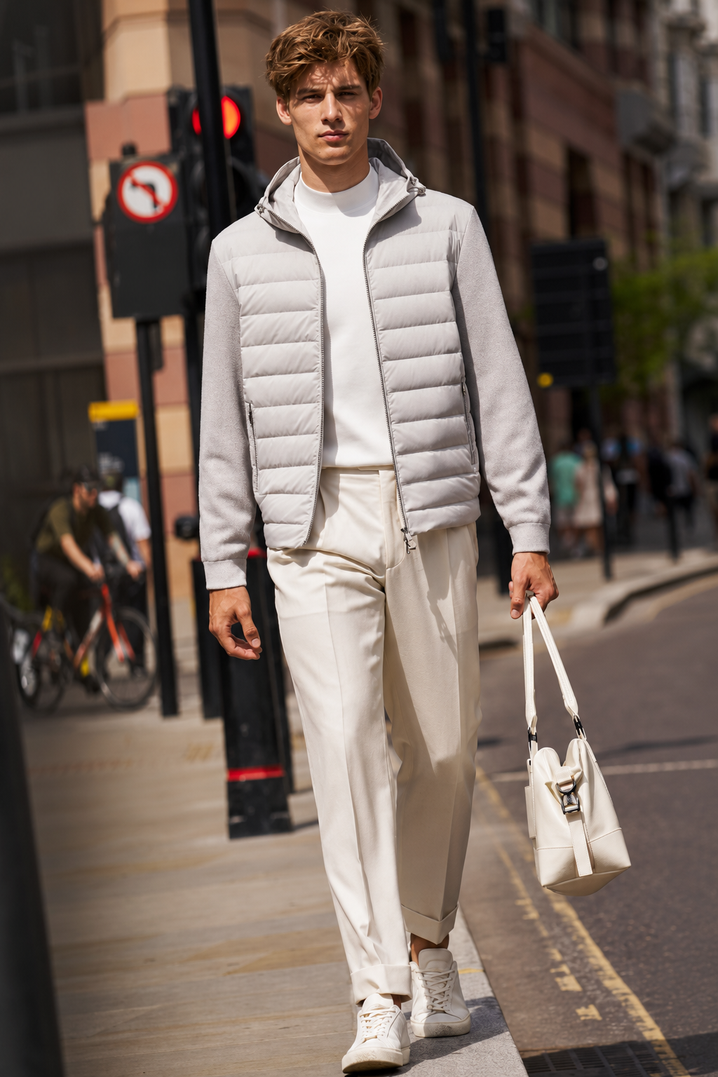 Drawstring Hood Horizontal Quilt Down Coat