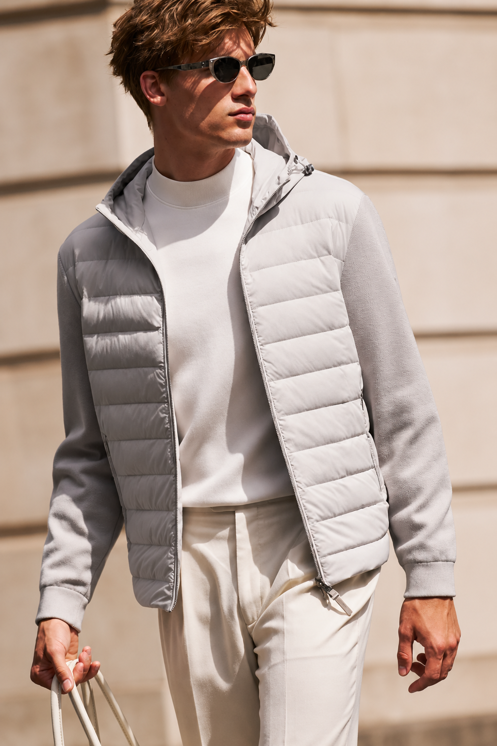 Drawstring Hood Horizontal Quilt Down Coat