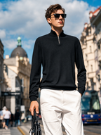 Minimal Business Quarter Zip Wool Layering Top