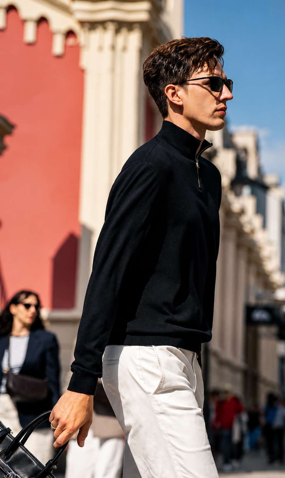 Minimal Business Quarter Zip Wool Layering Top