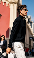 Minimal Business Quarter Zip Wool Layering Top