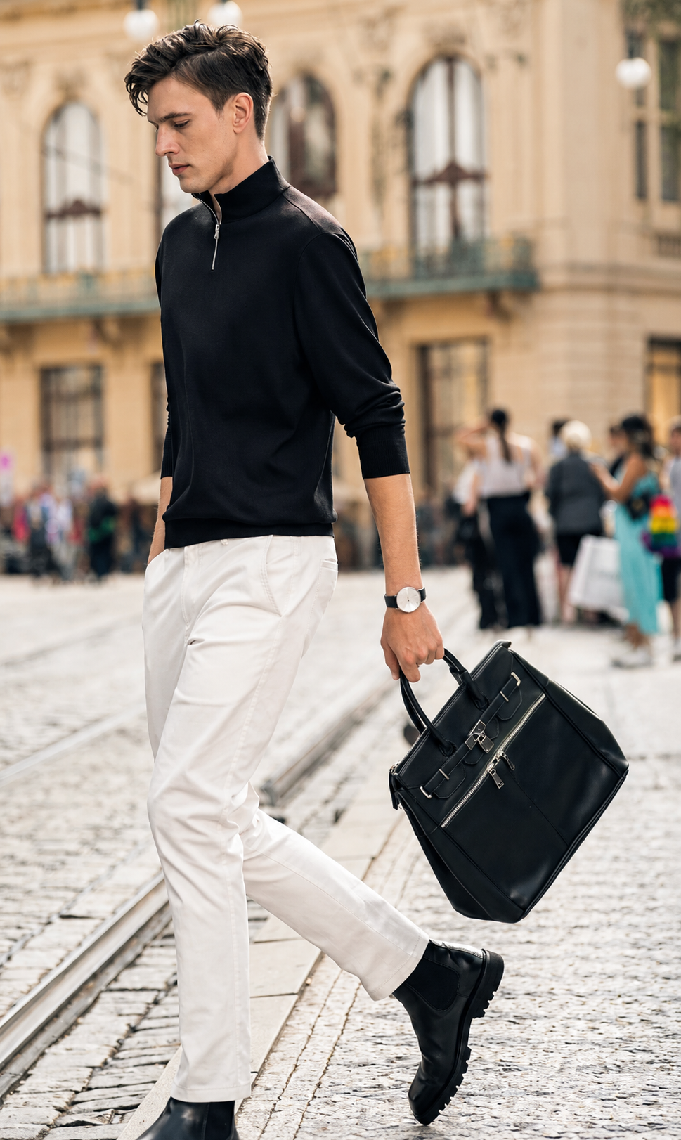 Minimal Business Quarter Zip Wool Layering Top