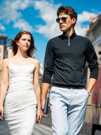 Minimal Business Quarter Zip Wool Layering Top