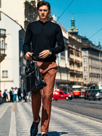 Henley Collar 3-Button Wool Knit Long Sleeve