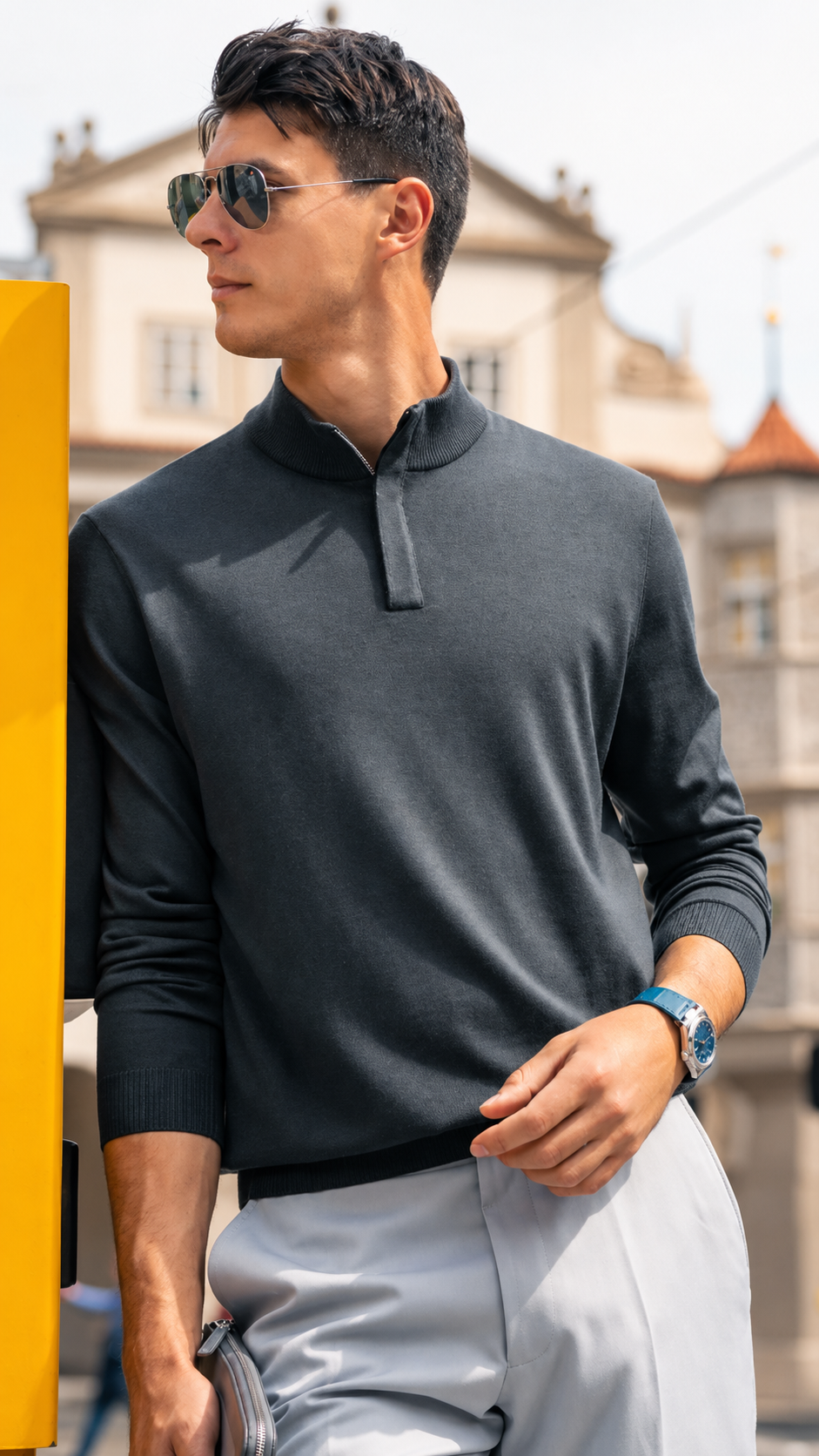 Minimal Business Solid Wool Knit Layering Top