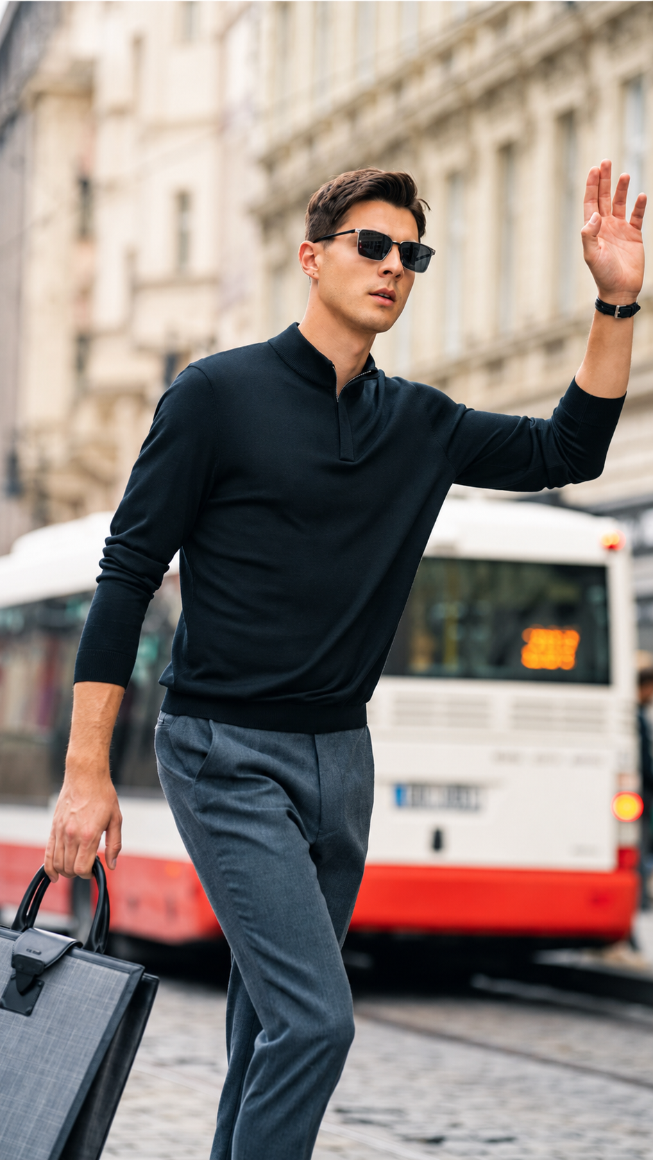 Minimal Business Solid Wool Knit Layering Top