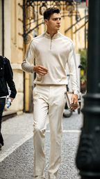 Two-Tone Raglan Soft Anti-Pilling Wool Knit Shirt