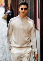 Two-Tone Raglan Soft Anti-Pilling Wool Knit Shirt