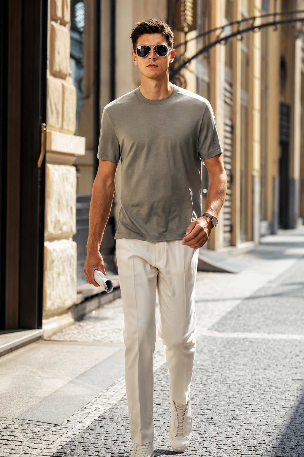 Minimalist Business Wool Short Sleeve Knit T-Shirt