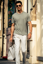 Minimalist Business Wool Short Sleeve Knit T-Shirt