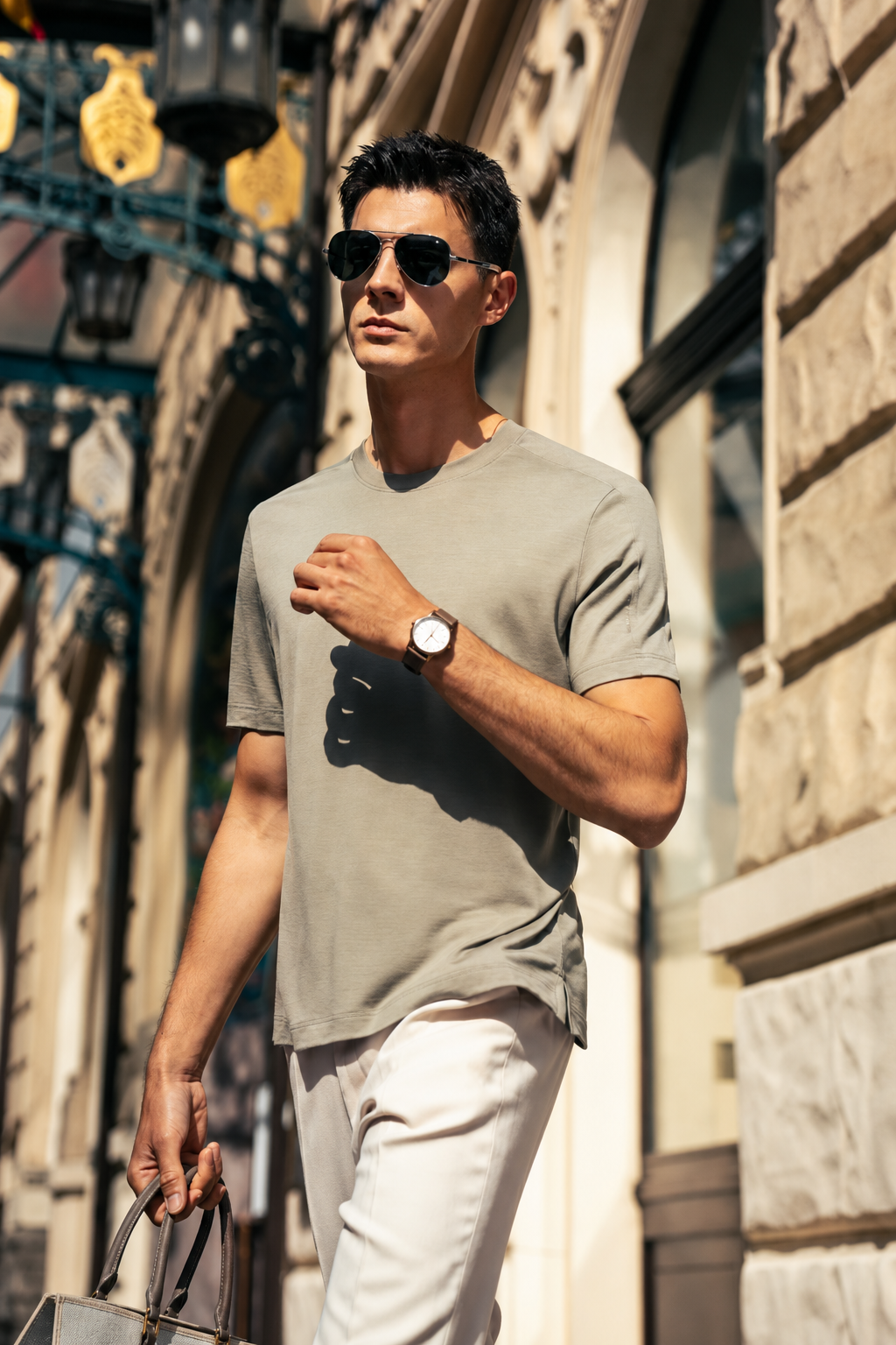 Minimalist Business Wool Short Sleeve Knit T-Shirt