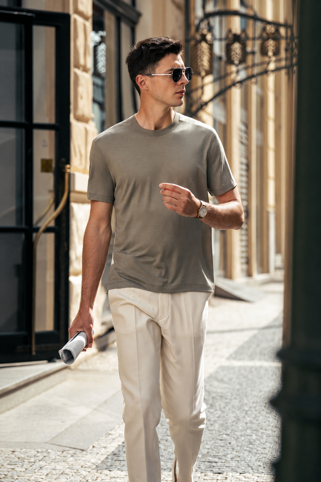Minimalist Business Wool Short Sleeve Knit T-Shirt