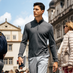 Seam Shoulder Wool Quarter Zip Pullover For Business Men