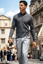 Seam Shoulder Wool Quarter Zip Pullover For Business Men