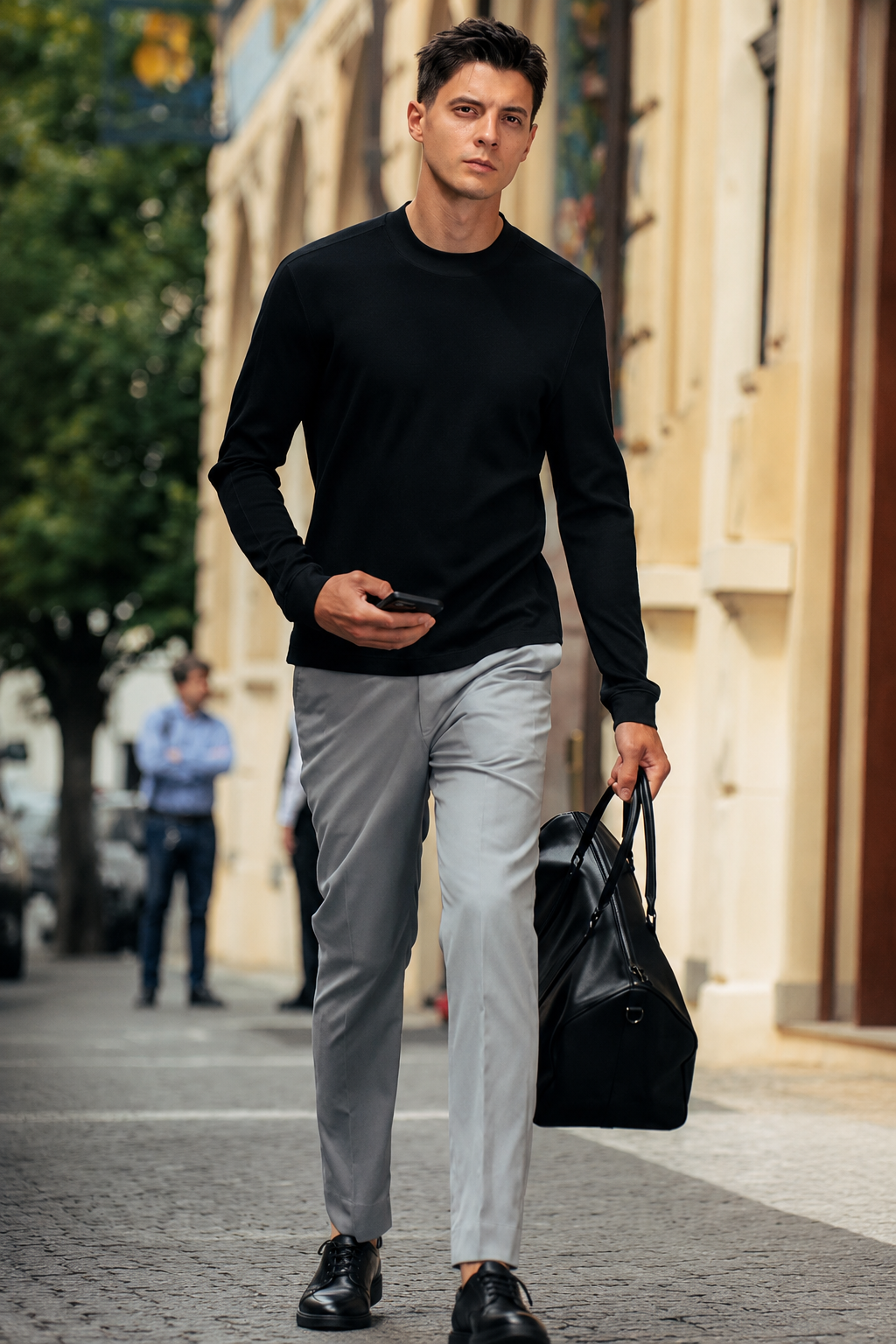 Slim Mock Neck Solid Wool Long Sleeve Knit Pullover