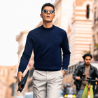 Smooth Fine Wool Crew Neck Daily Commute Shirt