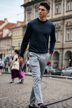 Smooth Fine Wool Crew Neck Daily Commute Shirt