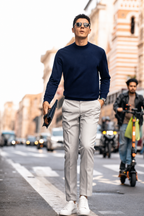 Smooth Fine Wool Crew Neck Daily Commute Shirt