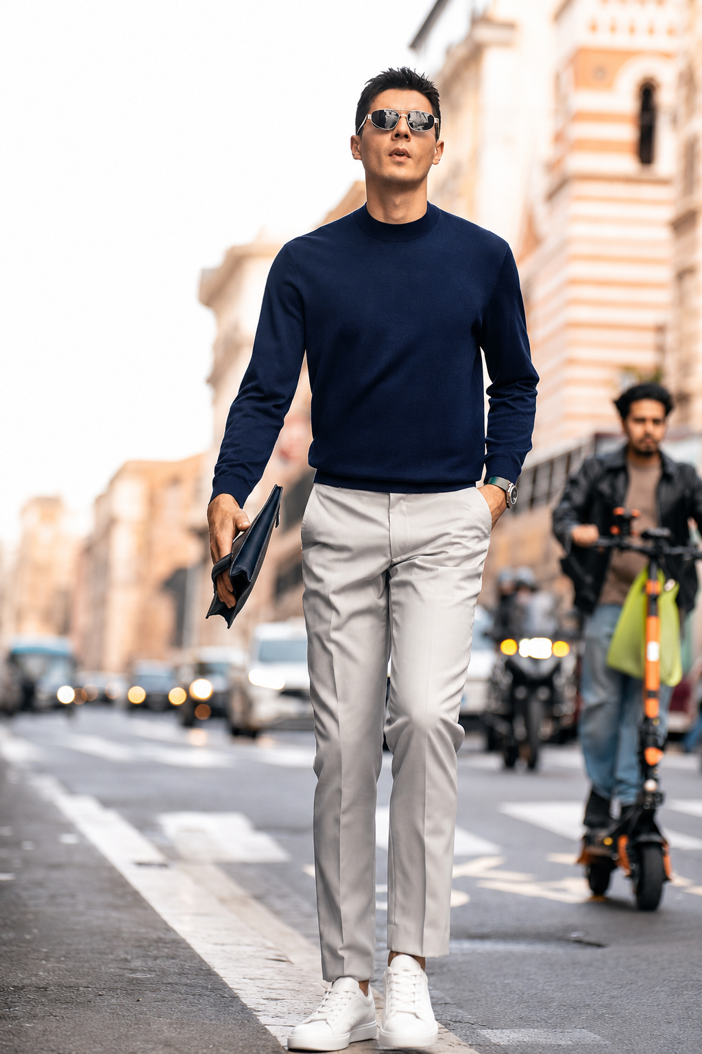 Smooth Fine Wool Crew Neck Daily Commute Shirt
