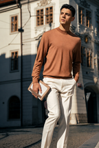 Smooth Fine Wool Crew Neck Daily Commute Shirt