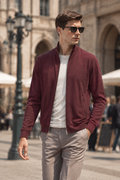 Boeveme Elevated Essentials Lightweight Modal Cotton Full-Zip Jacket – Soft Stretch Stand Collar Refined Casual Outerwear