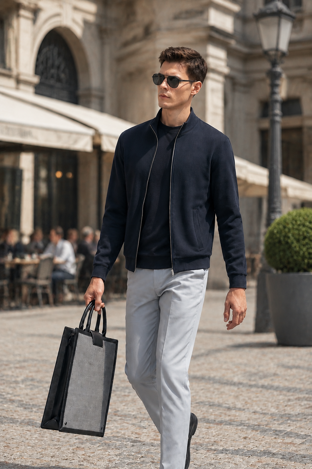 Boeveme Elevated Essentials Lightweight Modal Cotton Full-Zip Jacket – Soft Stretch Stand Collar Refined Casual Outerwear