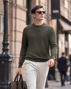 Pull col montant 100 % laine mérinos pour homme | Tricot doux de qualité supérieure