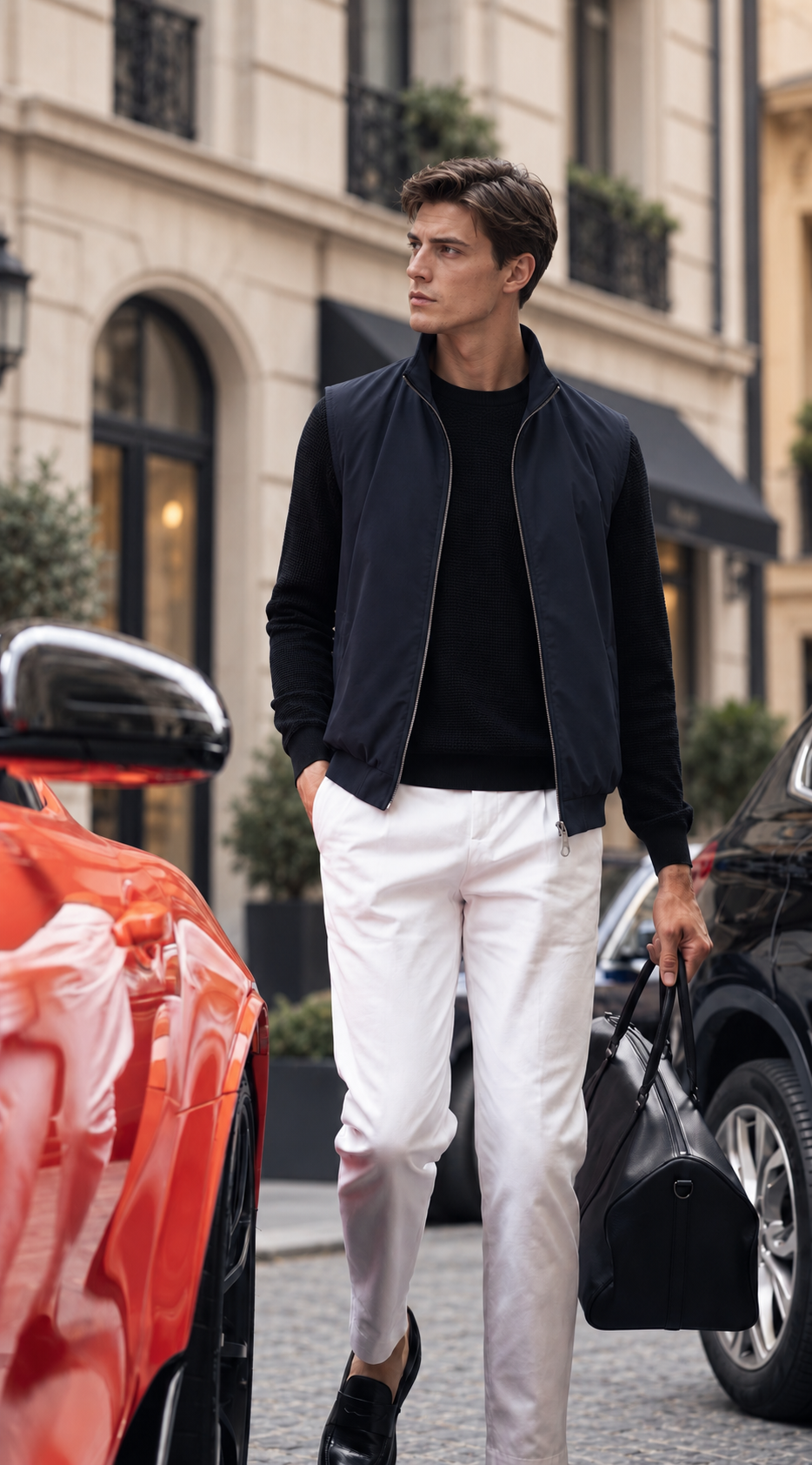 Men's Reversible Bomber Vest, Wool Mulberry Silk Blend, Quiet Luxury