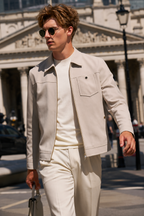 Lapel Zip Workwear Jacket with Chest Pocket
