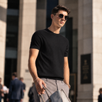 Men's 100% Merino Wool Mock Neck Knit T-Shirt, Soft Breathable Daily Commute Base Top